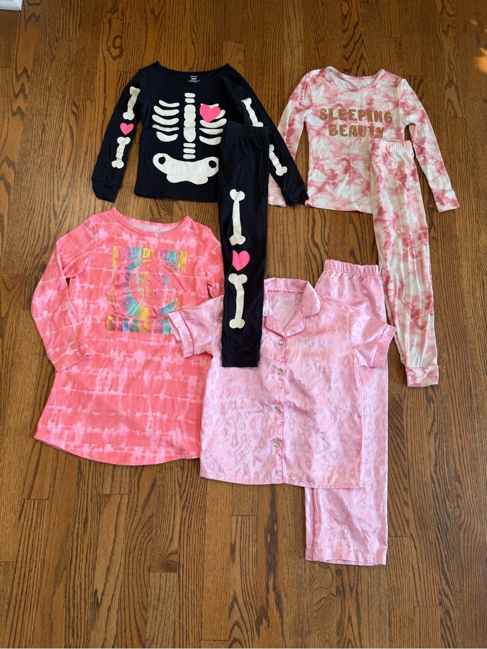 Size 5 / 6 Girls Bundle of Four Pajamas (7 pieces total)